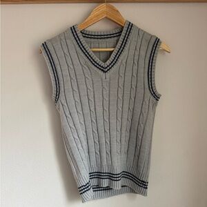 Gray Cable Knit Sweater Vest